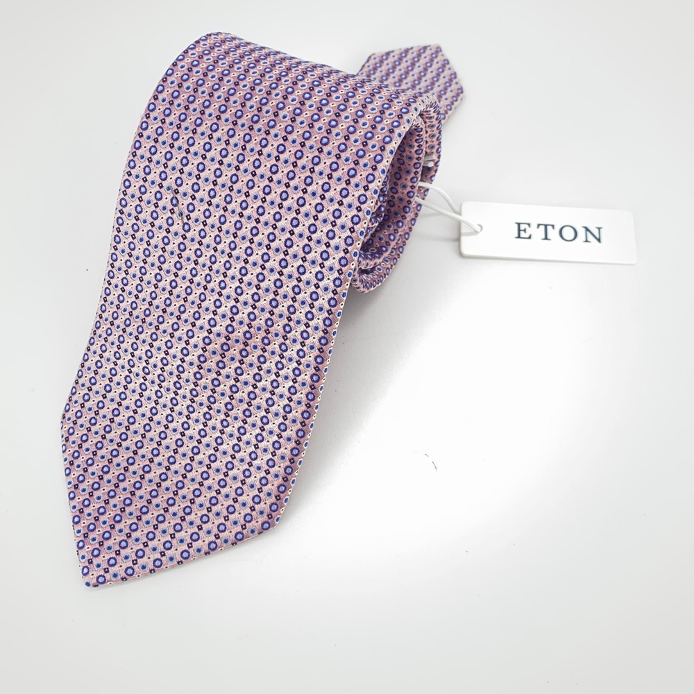Eton Tie Men One Size Multi Polka Dot Silk Blend Luxury Necktie England Made NWT
